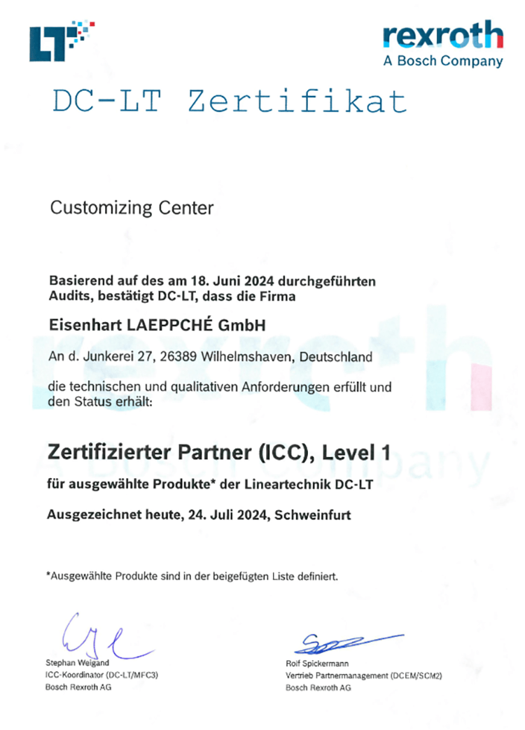 Bosch CE Partner DC-LT Zertifikat