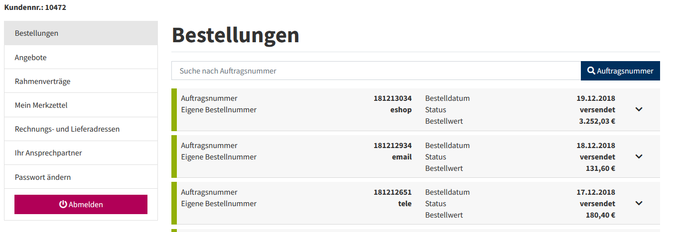My account area in the Laeppché online store
