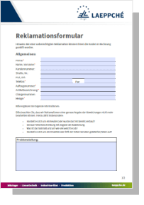 Reklamationsformular von LAEPPCHÉ